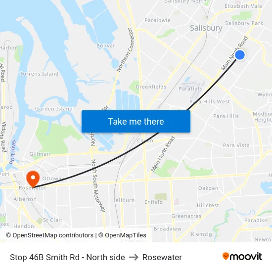 Stop 46B Smith Rd - North side to Rosewater map