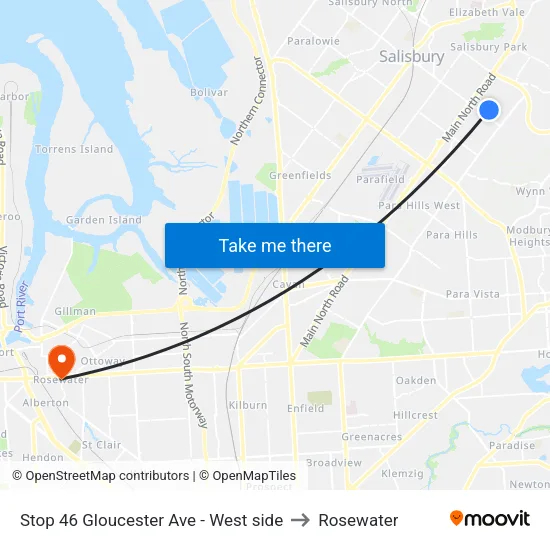 Stop 46 Gloucester Ave - West side to Rosewater map