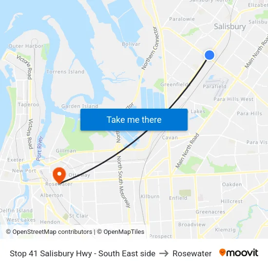 Stop 41 Salisbury Hwy - South East side to Rosewater map