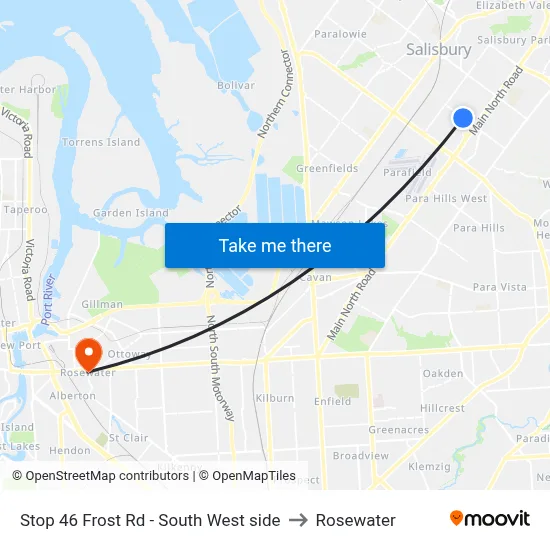 Stop 46 Frost Rd - South West side to Rosewater map