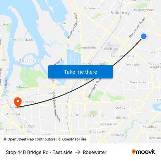 Stop 44B Bridge Rd - East side to Rosewater map