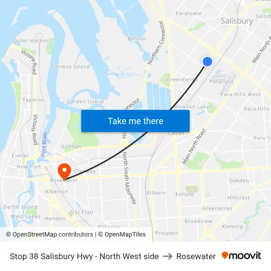 Stop 38 Salisbury Hwy - North West side to Rosewater map