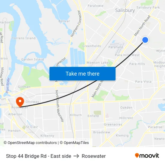Stop 44 Bridge Rd - East side to Rosewater map