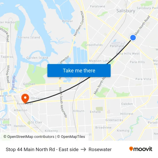 Stop 44 Main North Rd - East side to Rosewater map