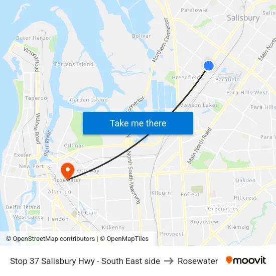 Stop 37 Salisbury Hwy - South East side to Rosewater map