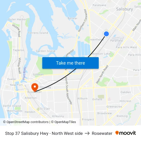 Stop 37 Salisbury Hwy - North West side to Rosewater map