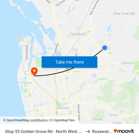 Stop 55 Golden Grove Rd - North West side to Rosewater map