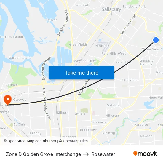 Zone D Golden Grove Interchange to Rosewater map