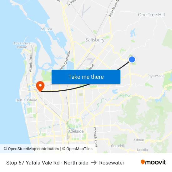 Stop 67 Yatala Vale Rd - North side to Rosewater map