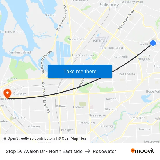 Stop 59 Avalon Dr - North East side to Rosewater map