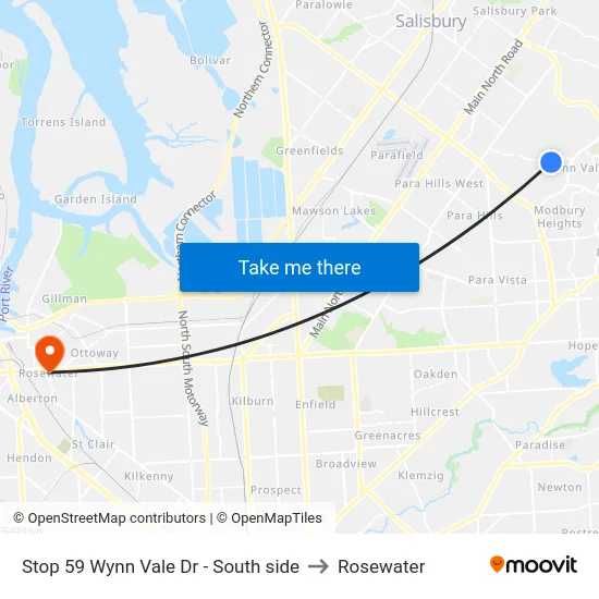 Stop 59 Wynn Vale Dr - South side to Rosewater map