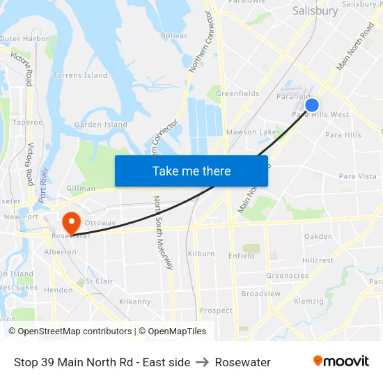 Stop 39 Main North Rd - East side to Rosewater map