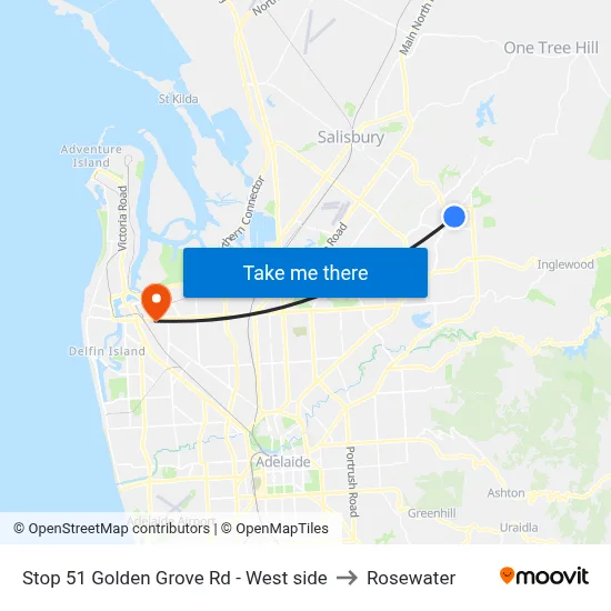 Stop 51 Golden Grove Rd - West side to Rosewater map