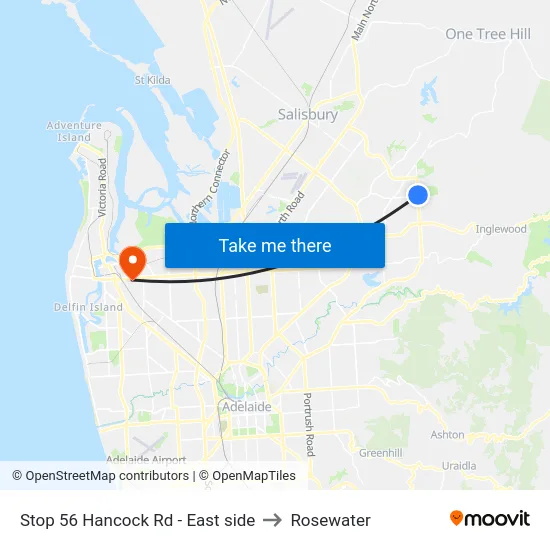 Stop 56 Hancock Rd - East side to Rosewater map