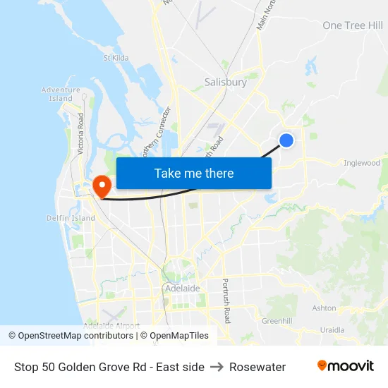 Stop 50 Golden Grove Rd - East side to Rosewater map