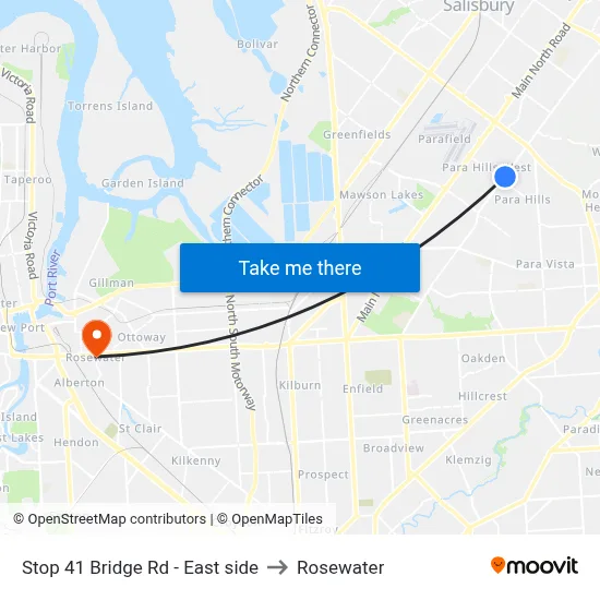 Stop 41 Bridge Rd - East side to Rosewater map
