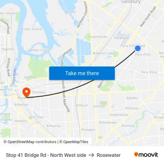 Stop 41 Bridge Rd - North West side to Rosewater map