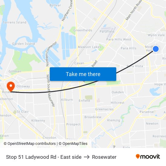 Stop 51 Ladywood Rd - East side to Rosewater map