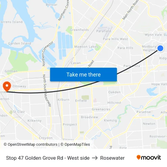 Stop 47 Golden Grove Rd - West side to Rosewater map