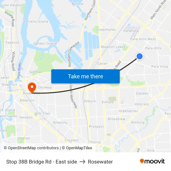 Stop 38B Bridge Rd - East side to Rosewater map