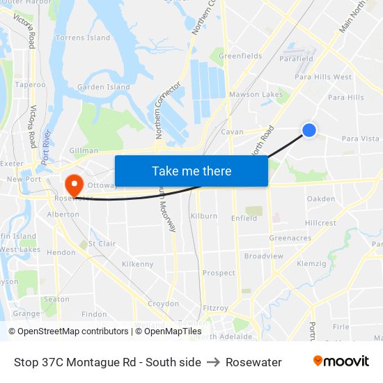 Stop 37C Montague Rd - South side to Rosewater map