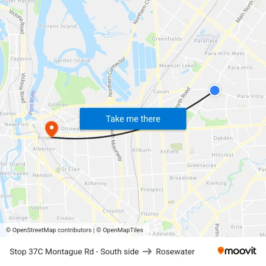 Stop 37C Montague Rd - South side to Rosewater map