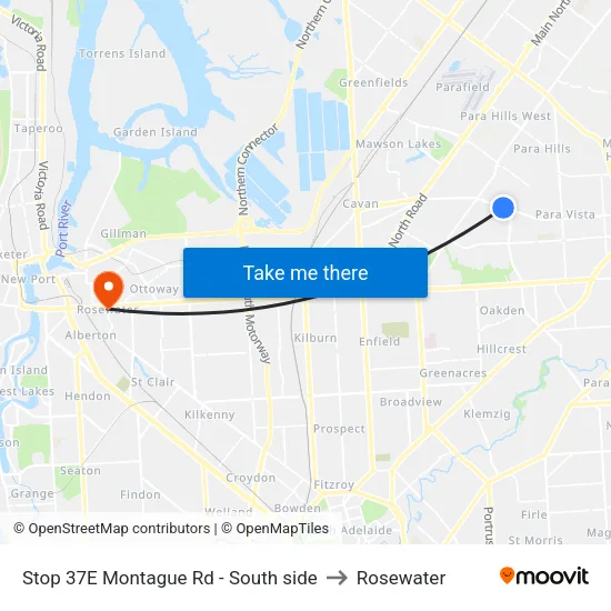Stop 37E Montague Rd - South side to Rosewater map