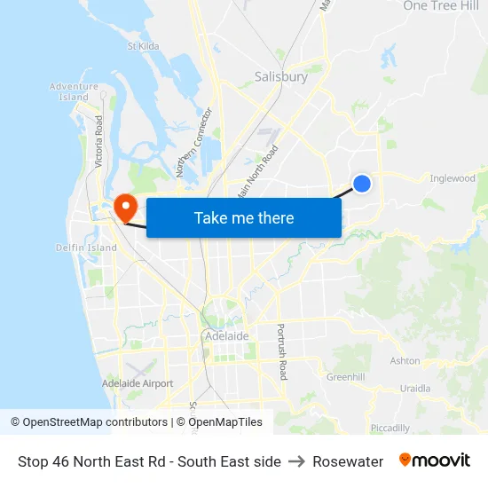 Stop 46 North East Rd - South East side to Rosewater map