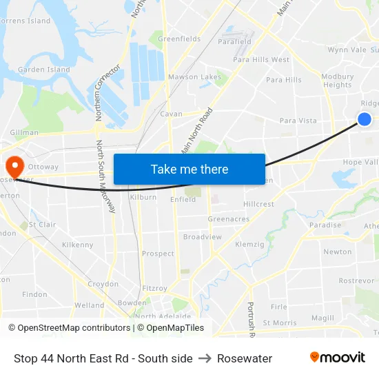 Stop 44 North East Rd - South side to Rosewater map