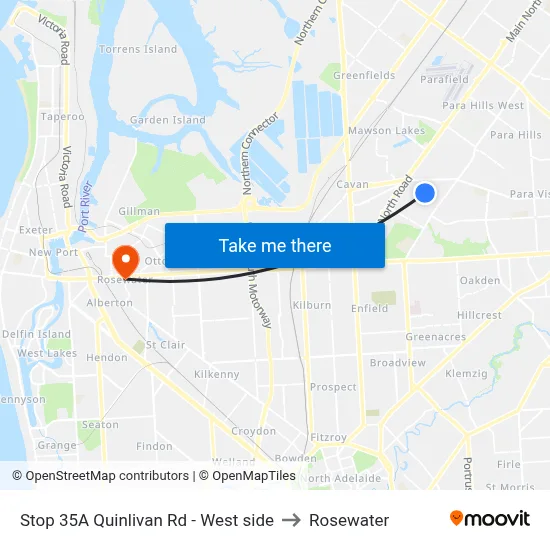 Stop 35A Quinlivan Rd - West side to Rosewater map