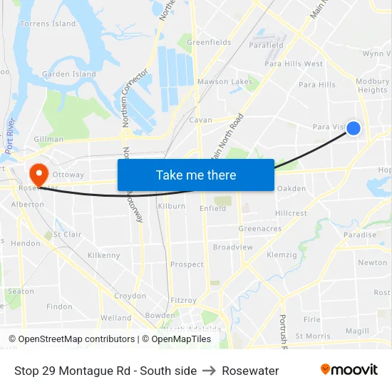 Stop 29 Montague Rd - South side to Rosewater map
