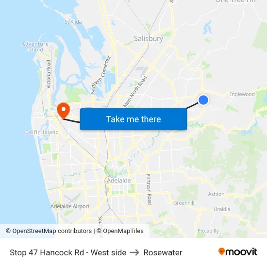 Stop 47 Hancock Rd - West side to Rosewater map