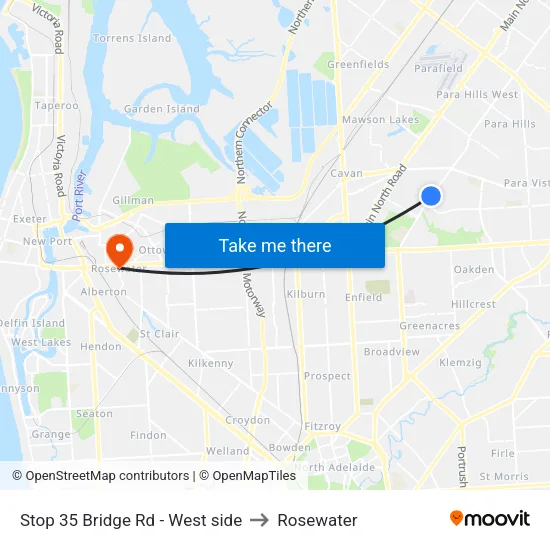 Stop 35 Bridge Rd - West side to Rosewater map