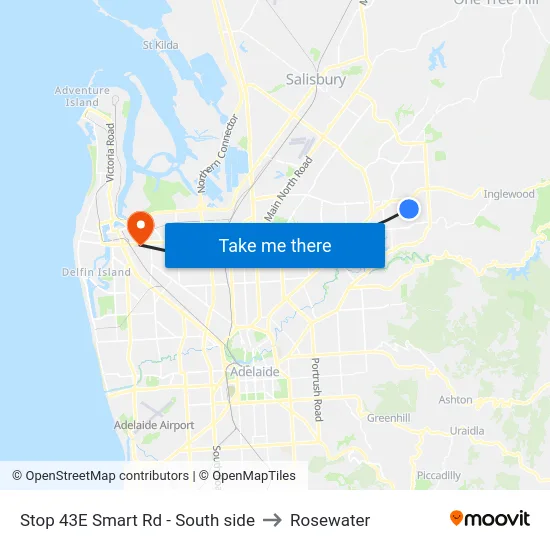 Stop 43E Smart Rd - South side to Rosewater map