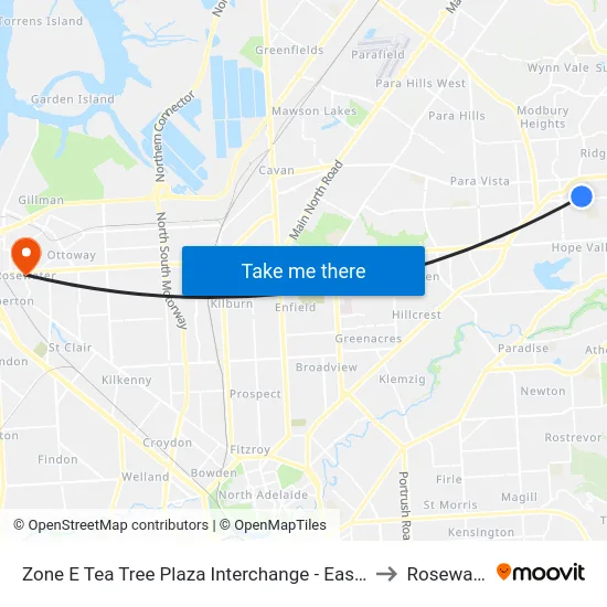 Zone E Tea Tree Plaza Interchange - East side to Rosewater map