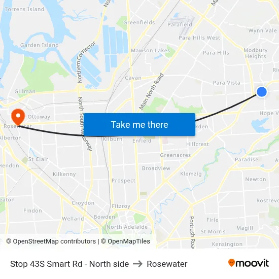 Stop 43S Smart Rd - North side to Rosewater map