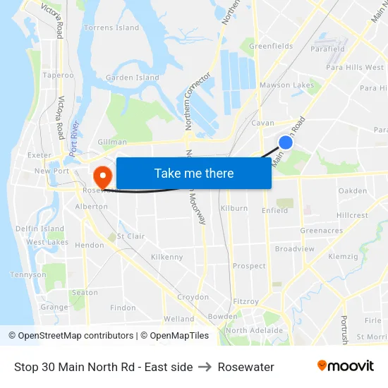 Stop 30 Main North Rd - East side to Rosewater map