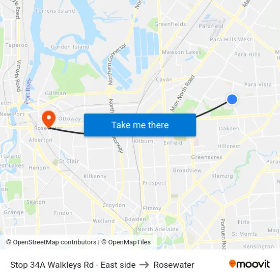 Stop 34A Walkleys Rd - East side to Rosewater map