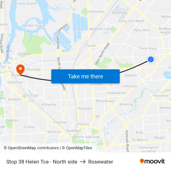 Stop 38 Helen Tce - North side to Rosewater map