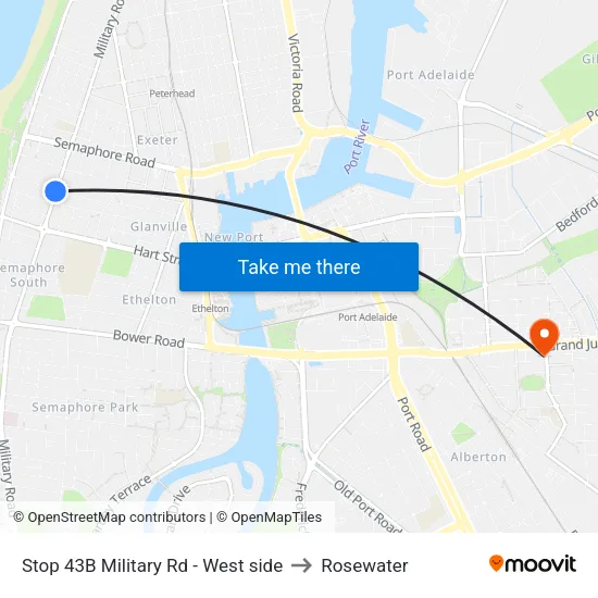 Stop 43B Military Rd - West side to Rosewater map