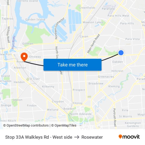 Stop 33A Walkleys Rd - West side to Rosewater map