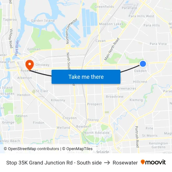 Stop 35K Grand Junction Rd - South side to Rosewater map