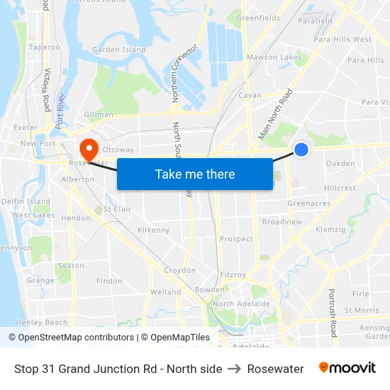 Stop 31 Grand Junction Rd - North side to Rosewater map