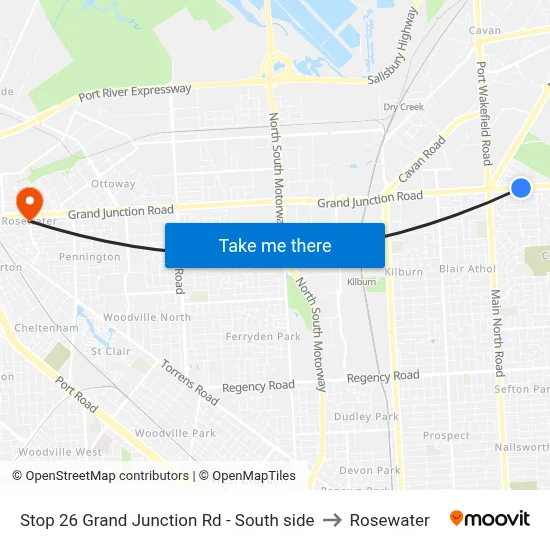 Stop 26 Grand Junction Rd - South side to Rosewater map