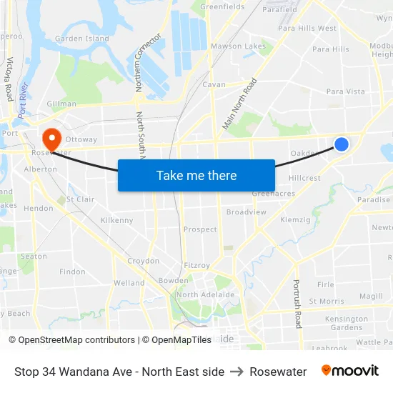 Stop 34 Wandana Ave - North East side to Rosewater map