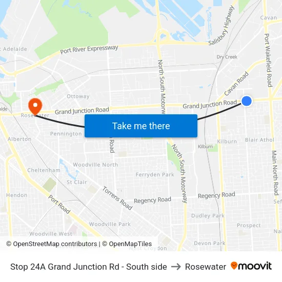 Stop 24A Grand Junction Rd - South side to Rosewater map