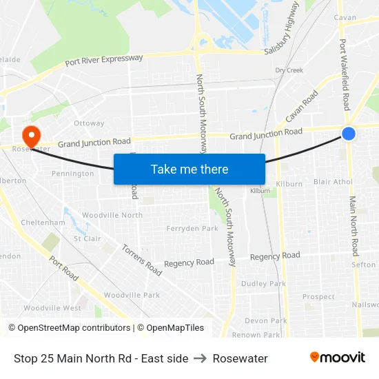 Stop 25 Main North Rd - East side to Rosewater map