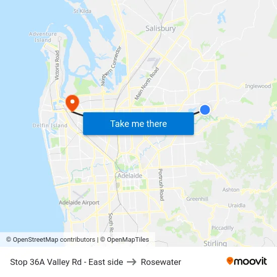Stop 36A Valley Rd - East side to Rosewater map