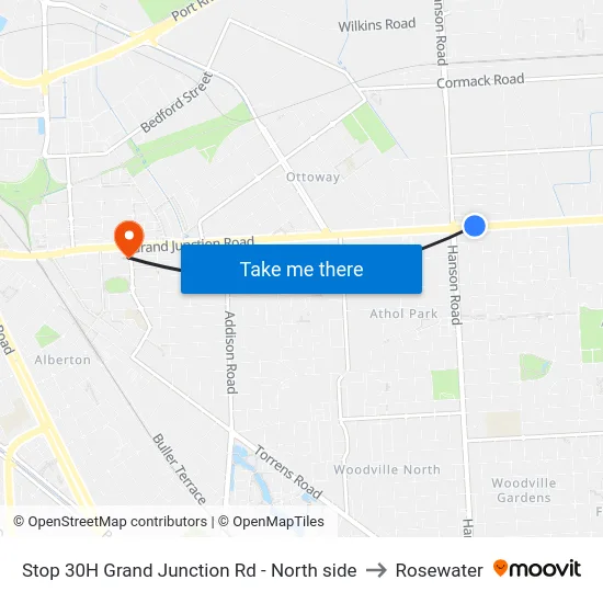 Stop 30H Grand Junction Rd - North side to Rosewater map