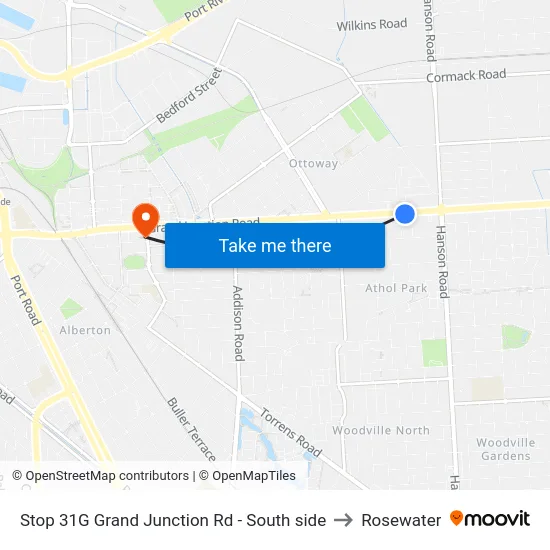Stop 31G Grand Junction Rd - South side to Rosewater map